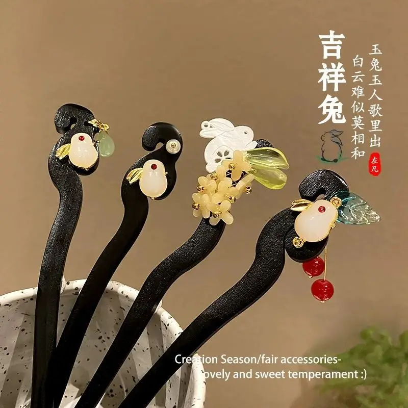 Rabbit Hairpin Set Antique Chinese Style for Women - Image 7