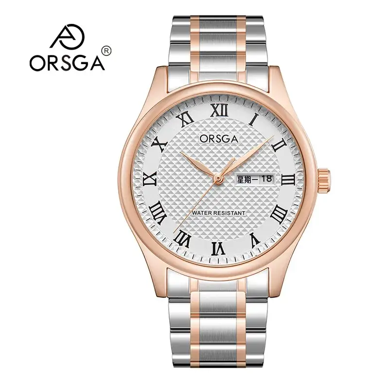 Oshga Men's Quartz Watch with Double Calendar & Navy Strap - Image 20
