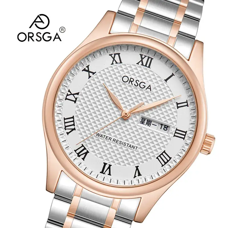 Oshga Men's Quartz Watch with Double Calendar & Navy Strap - Image 21