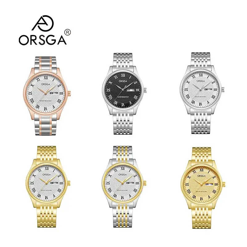 Oshga Men's Quartz Watch with Double Calendar & Navy Strap - Image 22