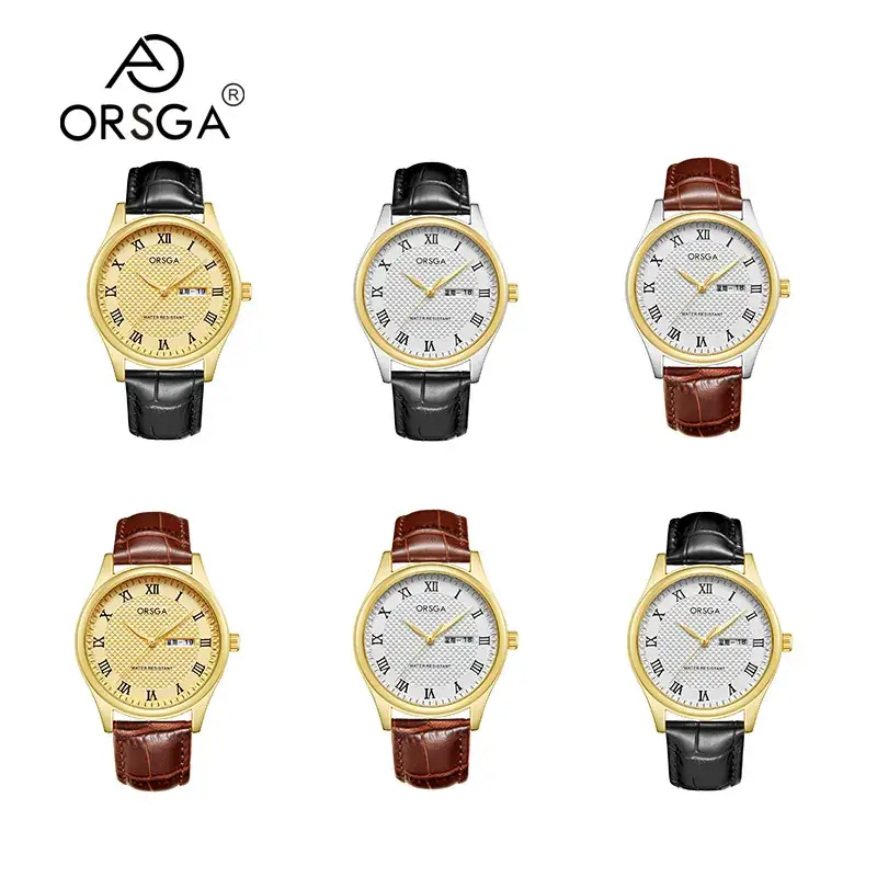 Oshga Men's Quartz Watch with Double Calendar & Navy Strap - Image 24