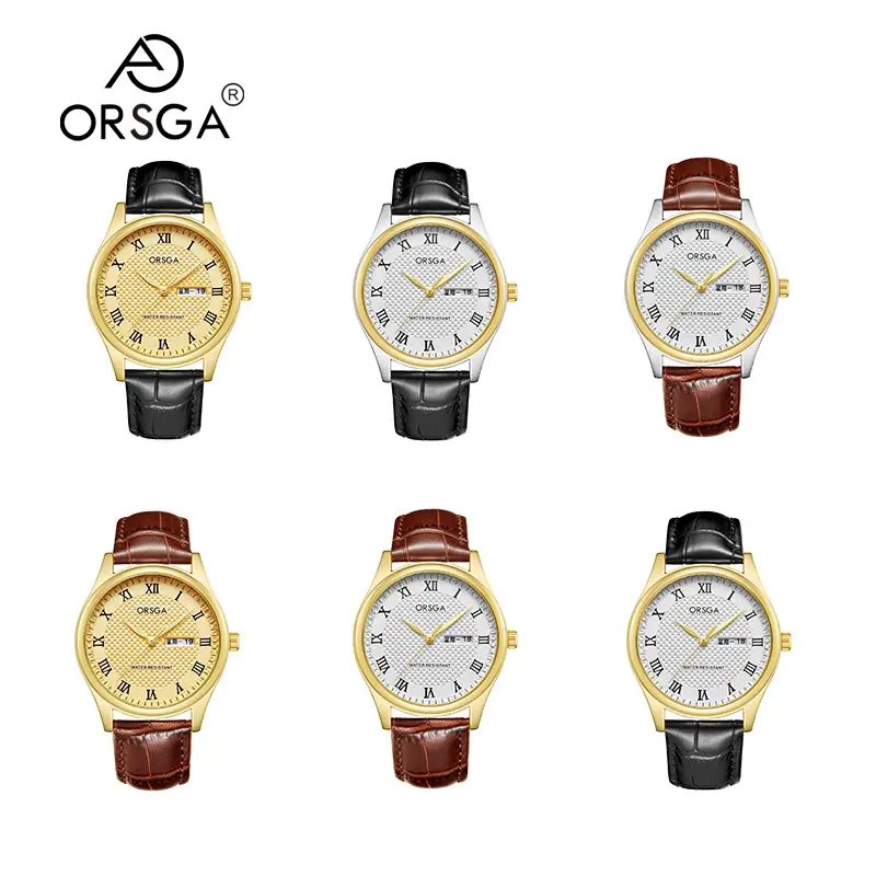Oshga Men's Quartz Watch with Double Calendar & Navy Strap — feature 11