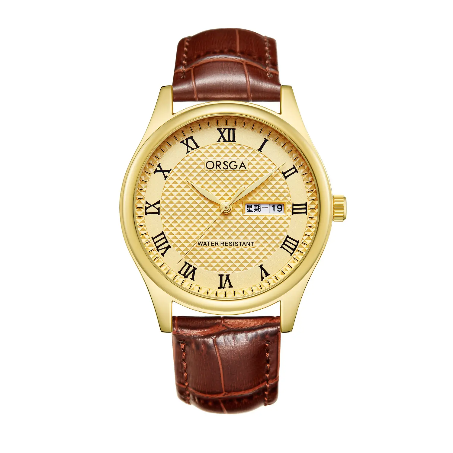Oshga Men's Quartz Watch with Double Calendar & Navy Strap — feature 14
