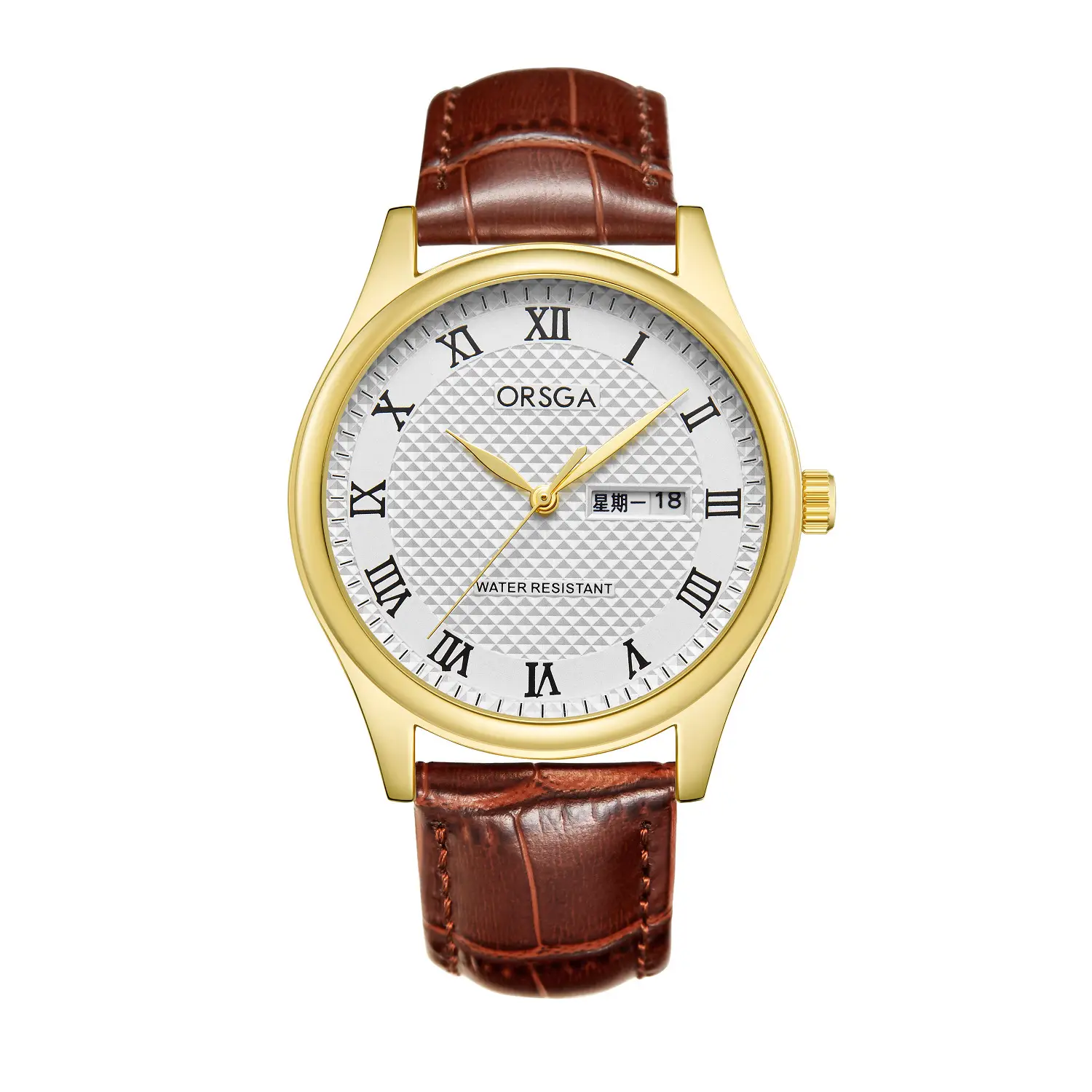 Oshga Men's Quartz Watch with Double Calendar & Navy Strap — feature 15