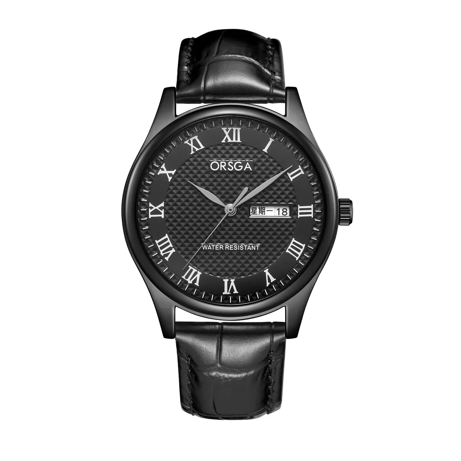 Oshga Men's Quartz Watch with Double Calendar & Navy Strap — feature 19
