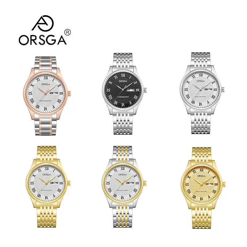 Oshga Men's Quartz Watch with Double Calendar & Navy Strap — feature 3