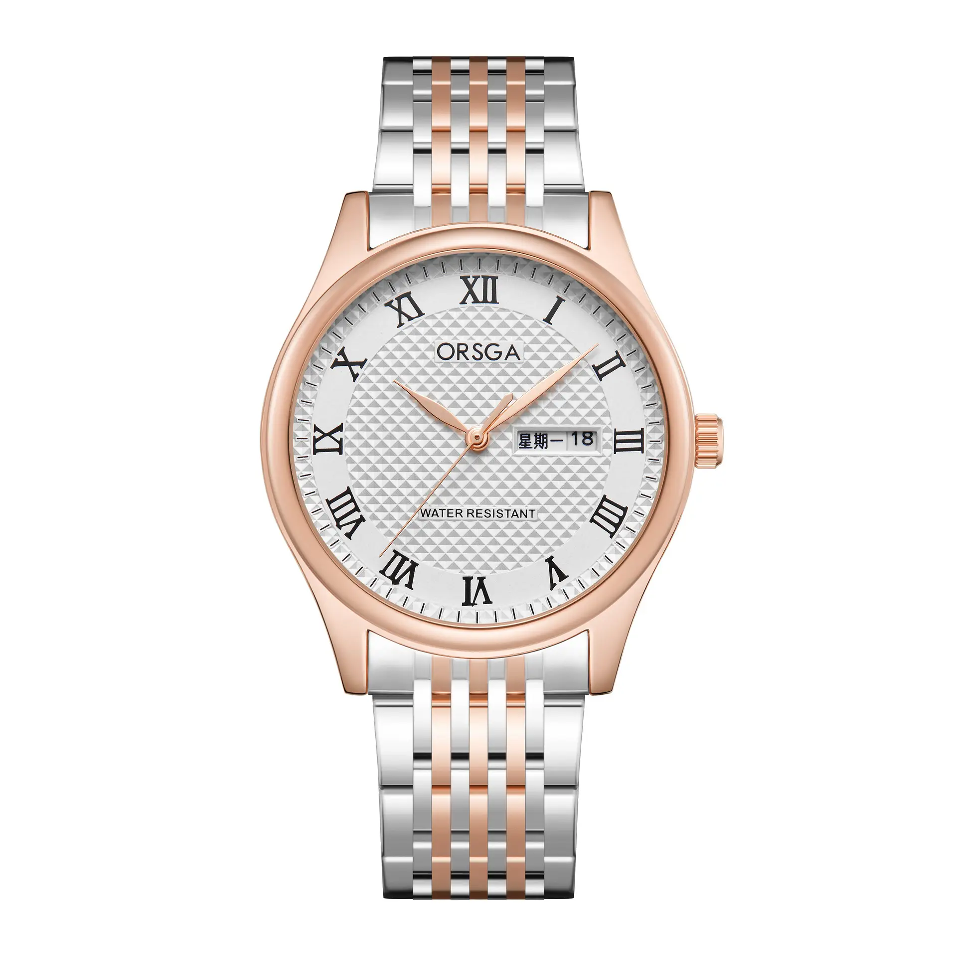 Oshga Men's Quartz Watch with Double Calendar & Navy Strap — feature 5