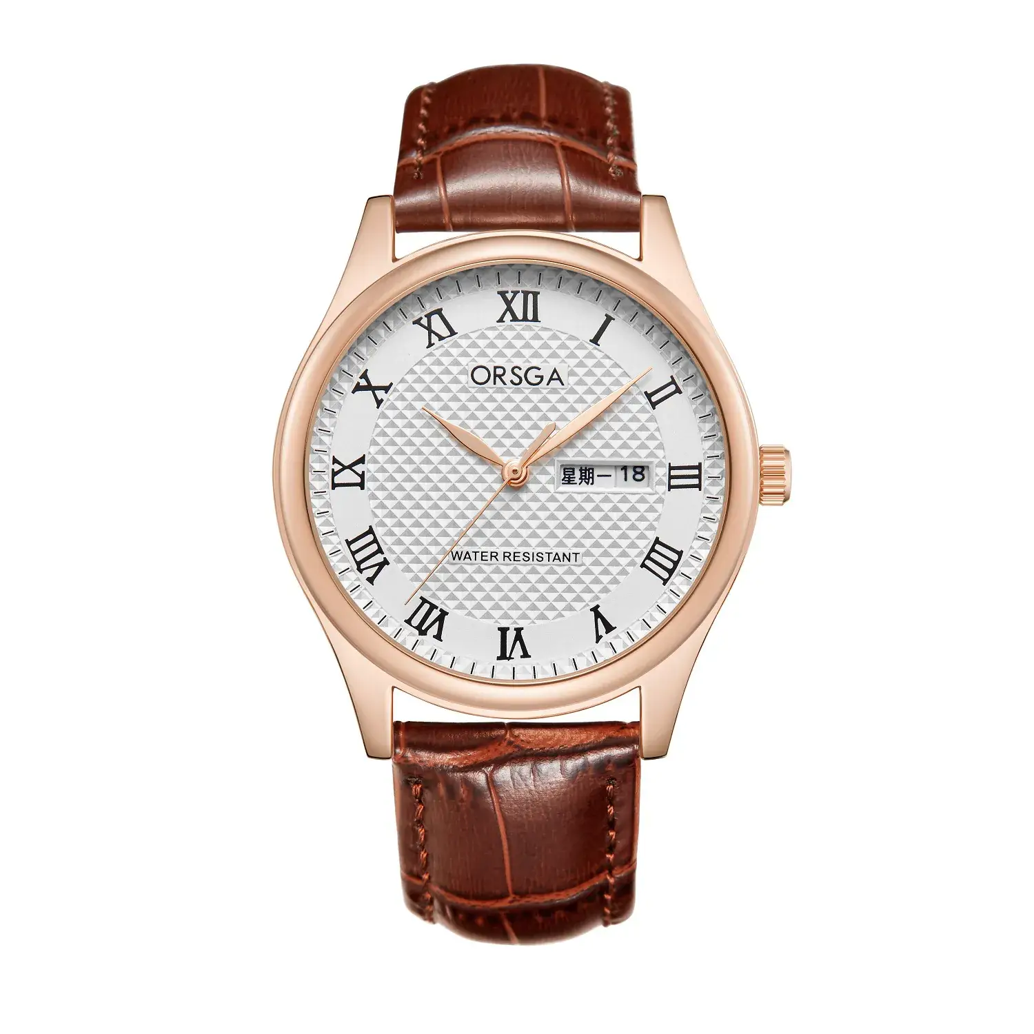 Brown leather belt rose white flour