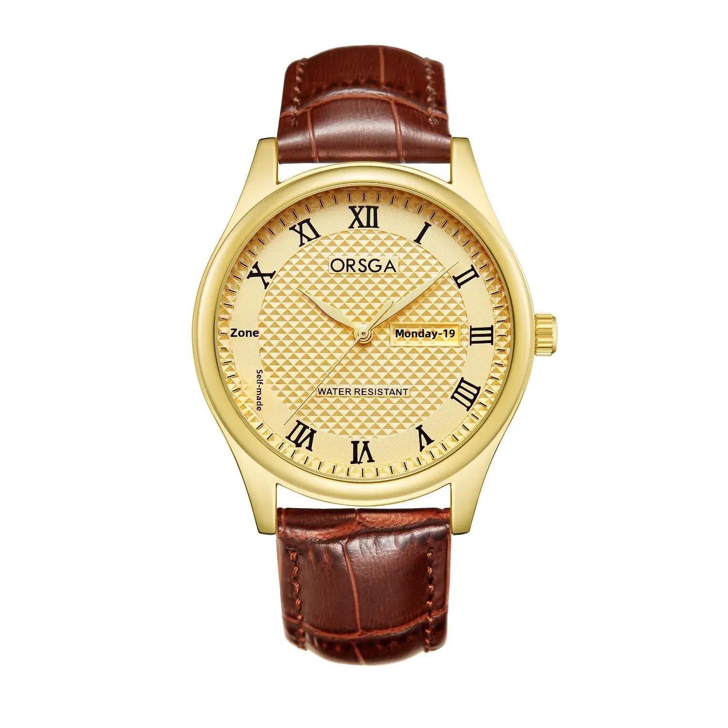 Oshga Men's Quartz Watch with Double Calendar & Navy Strap - Image 10