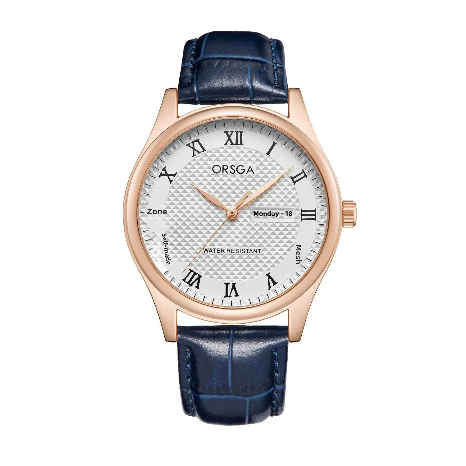 Oshga Men's Quartz Watch with Double Calendar & Navy Strap - Image 13