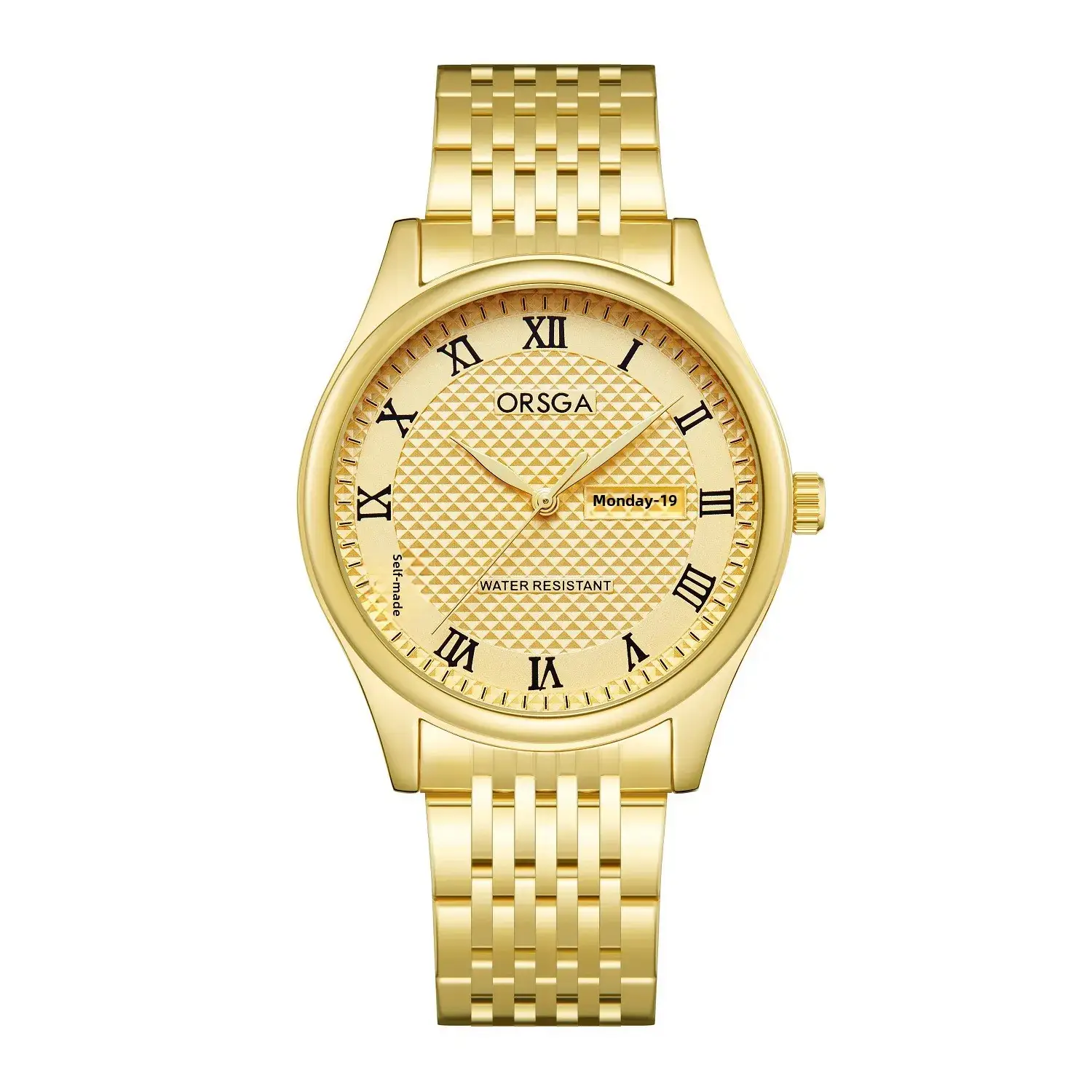 Oshga Men's Quartz Watch with Double Calendar & Navy Strap - Image 3