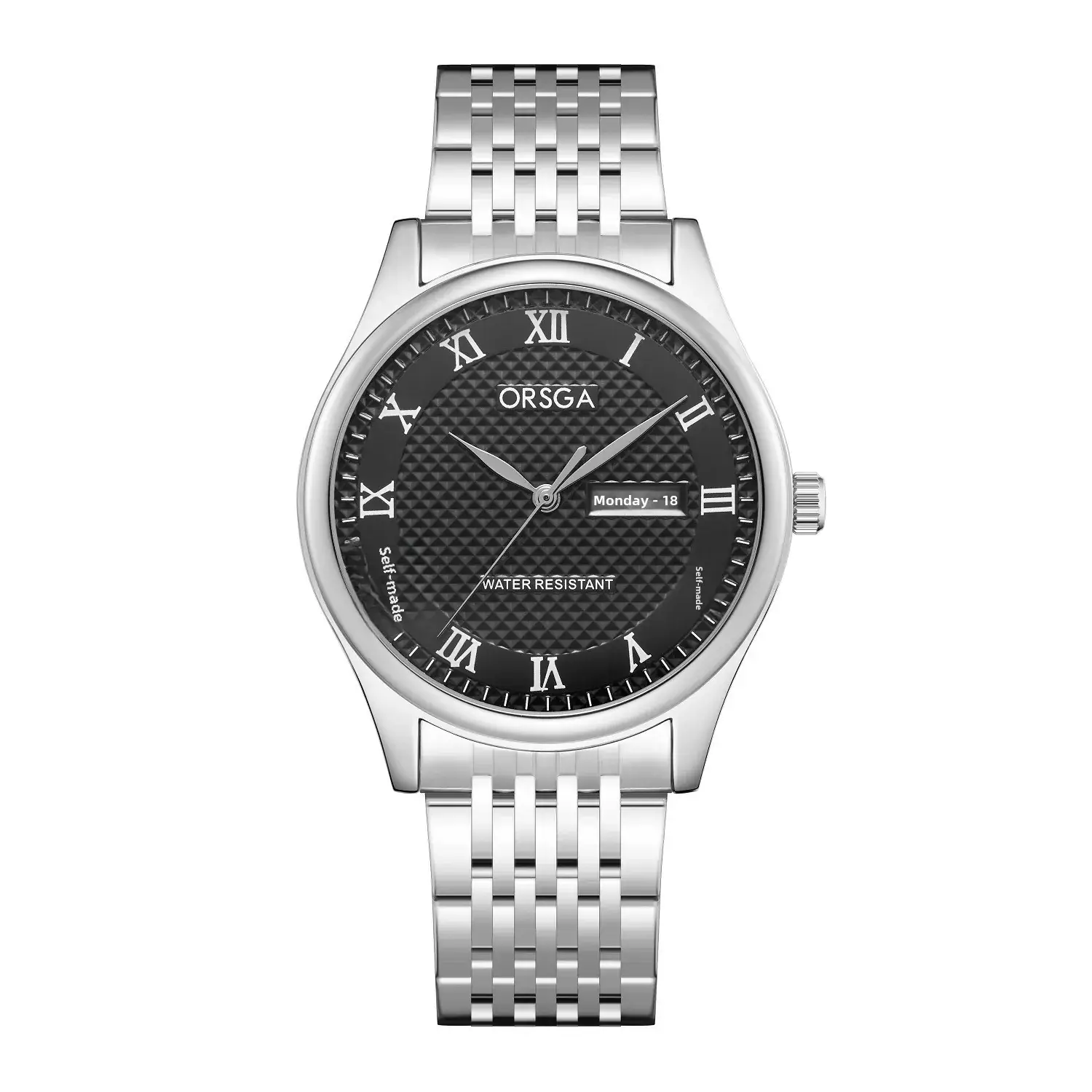 Oshga Men's Quartz Watch with Double Calendar & Navy Strap - Image 5