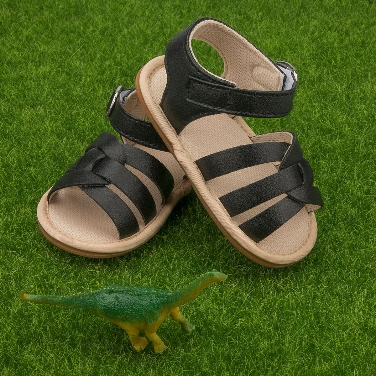 Black Strap Baby Sandals for Men Women Breathable Soft Rubber