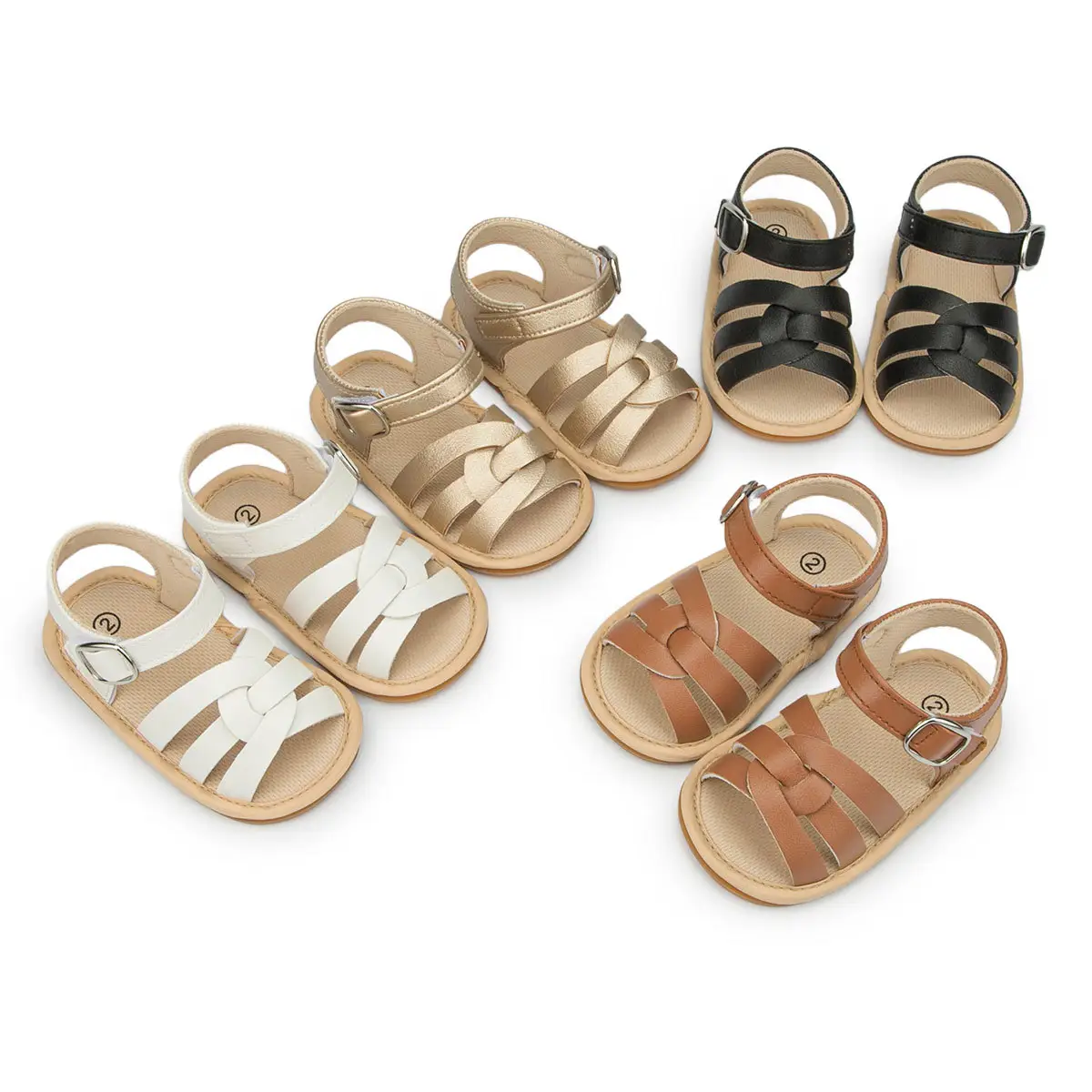 Black Strap Baby Sandals for Men Women Breathable Soft Rubber