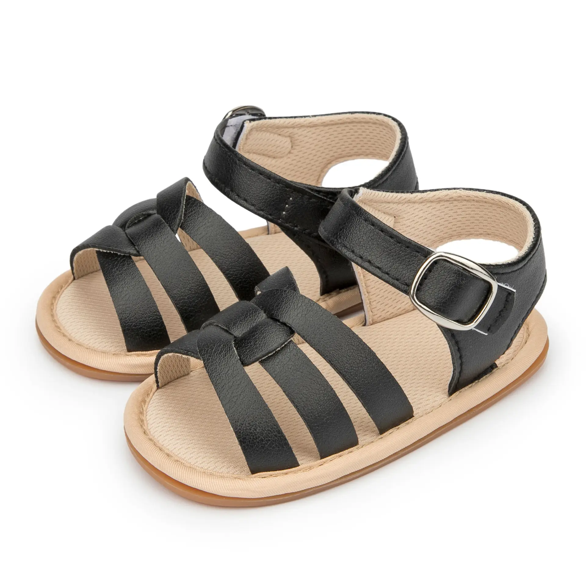 Black Strap Baby Sandals for Men Women Breathable Soft Rubber