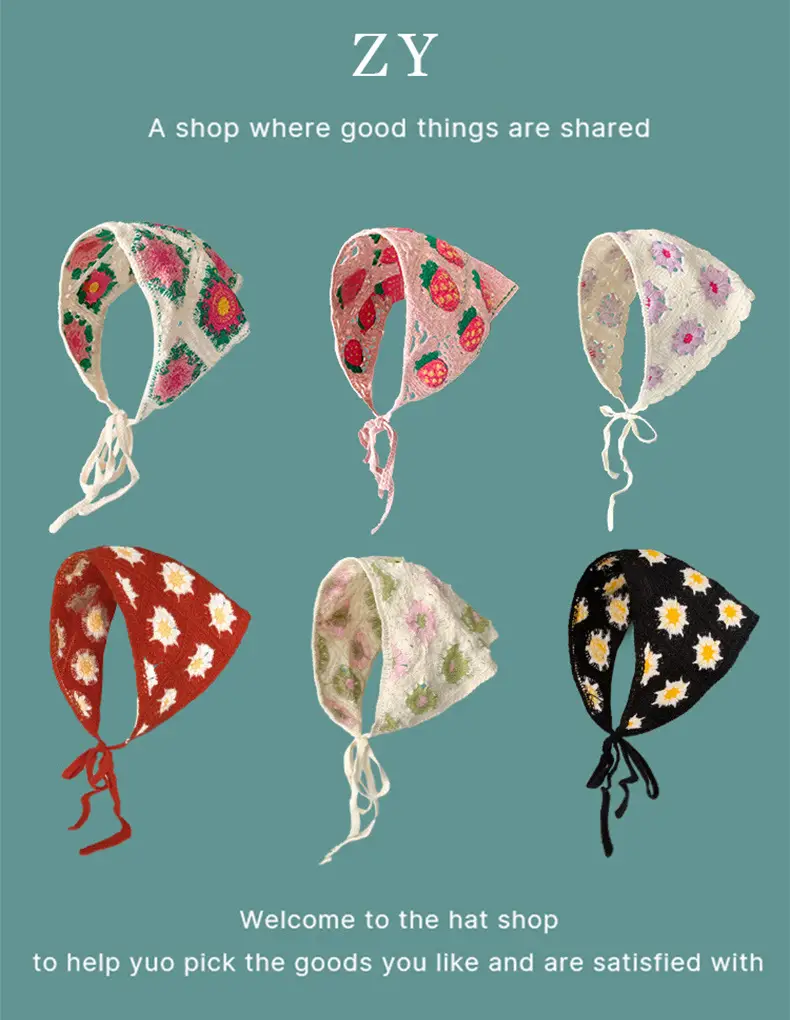 Women Knitted Triangle Hairband Scarf Pastoral Style — feature 2