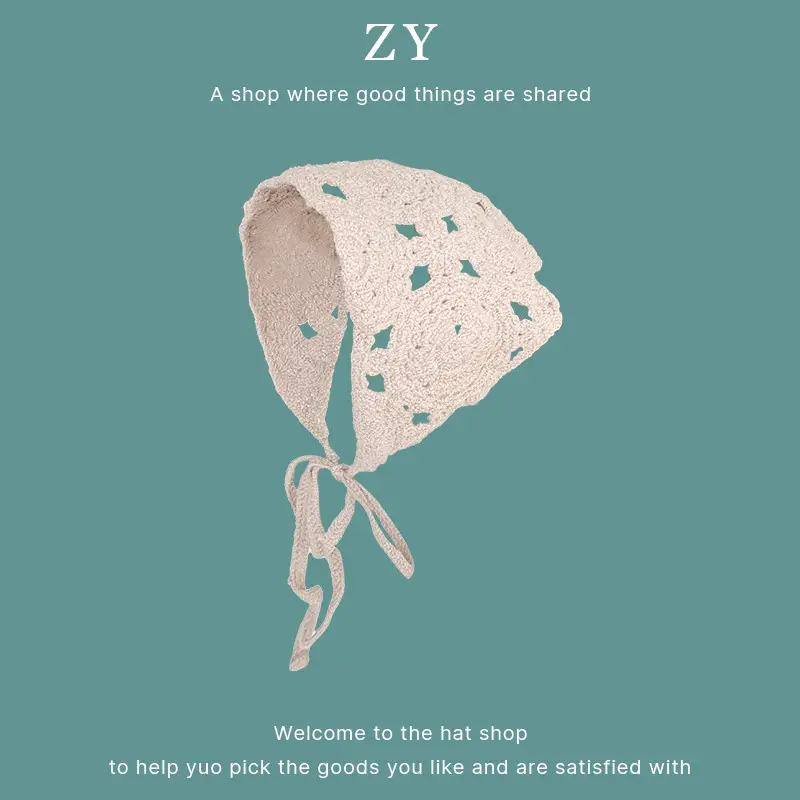 Women Knitted Triangle Hairband Scarf Pastoral Style - Image 10