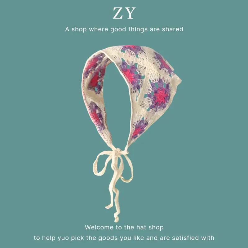 Women Knitted Triangle Hairband Scarf Pastoral Style - Image 11