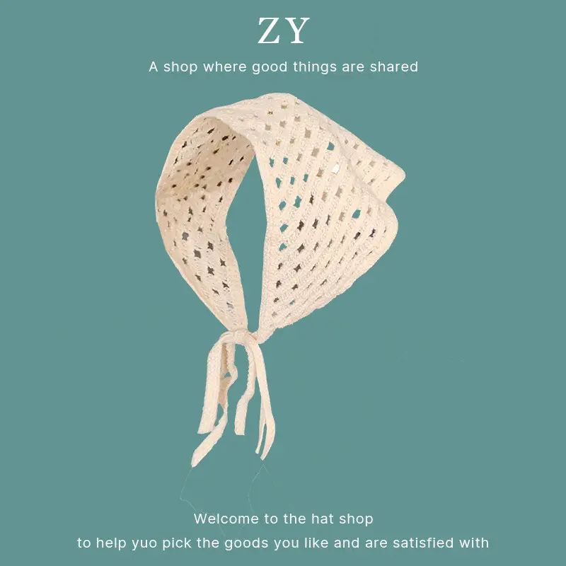 Women Knitted Triangle Hairband Scarf Pastoral Style - Image 12