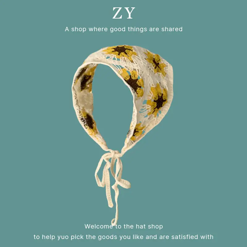 Women Knitted Triangle Hairband Scarf Pastoral Style - Image 14