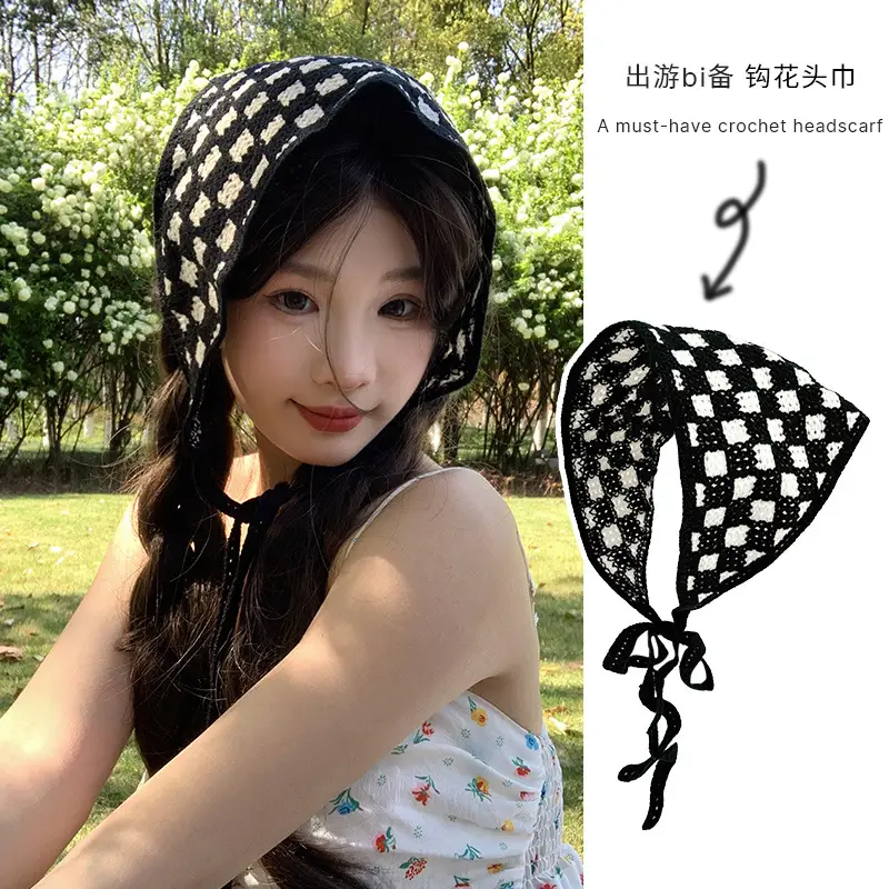 Women Knitted Triangle Hairband Scarf Pastoral Style - Image 18