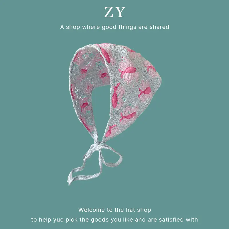 Women Knitted Triangle Hairband Scarf Pastoral Style - Image 21