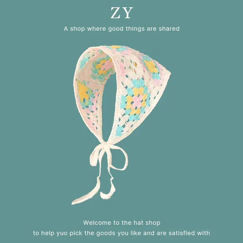 Women Knitted Triangle Hairband Scarf Pastoral Style - Image 22