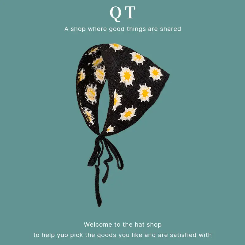 Women Knitted Triangle Hairband Scarf Pastoral Style - Image 27