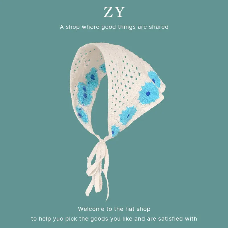 Women Knitted Triangle Hairband Scarf Pastoral Style - Image 28