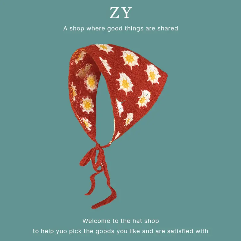 Women Knitted Triangle Hairband Scarf Pastoral Style - Image 29