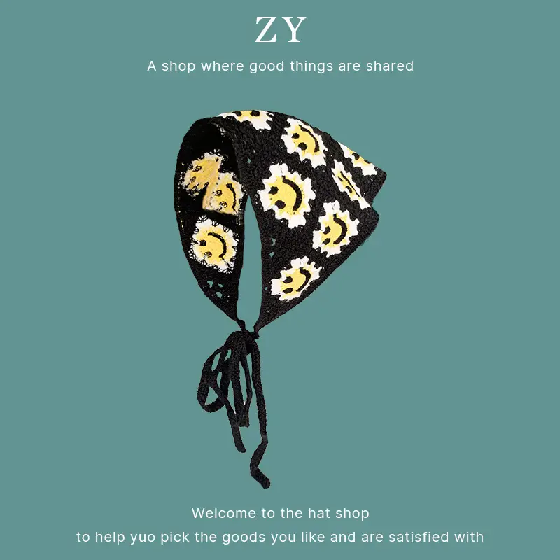 Women Knitted Triangle Hairband Scarf Pastoral Style - Image 35