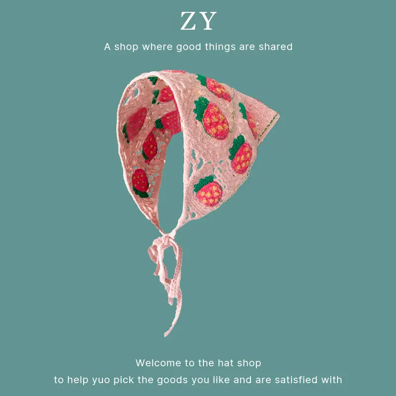 Women Knitted Triangle Hairband Scarf Pastoral Style - Image 9
