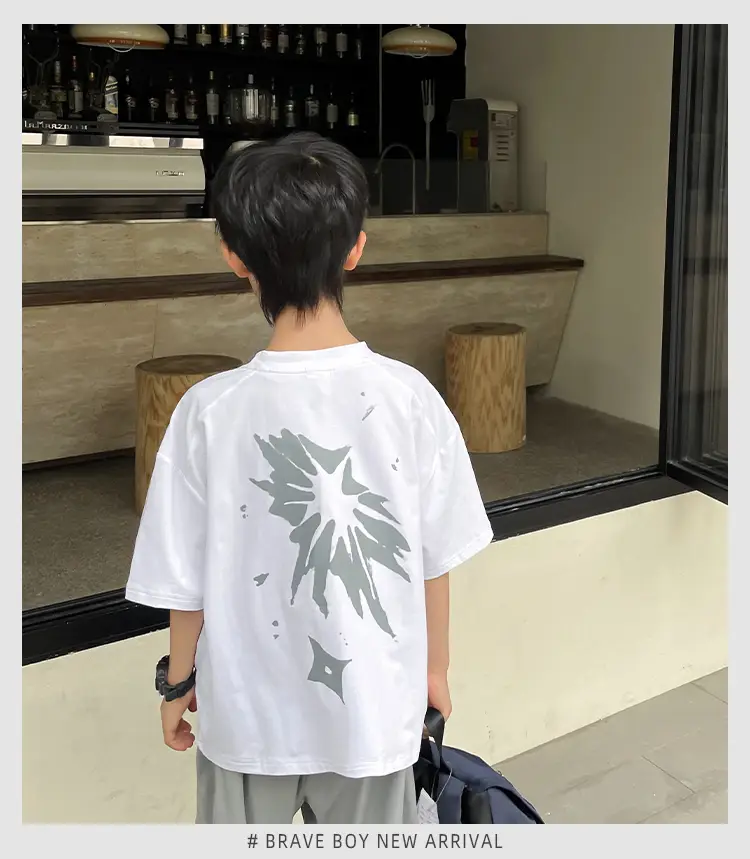 2026 Boys Cotton Graphic T-Shirt White Summer — feature 2