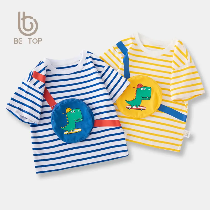 Beutiful Kids T-Shirt Striped Dinosaur Print - Image 3