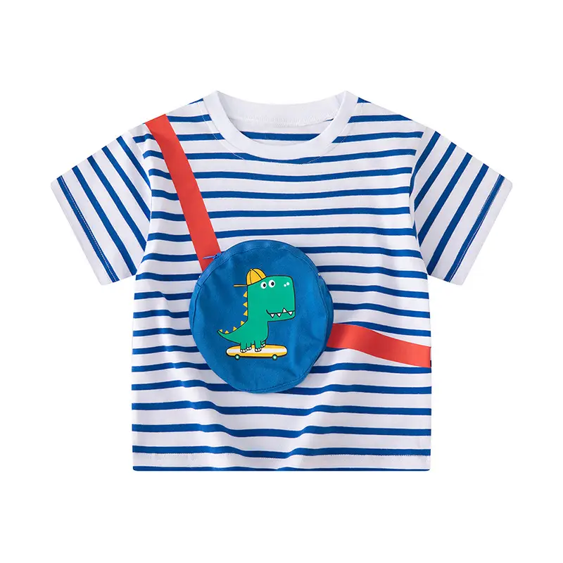 Beutiful Kids T-Shirt Striped Dinosaur Print - Image 2