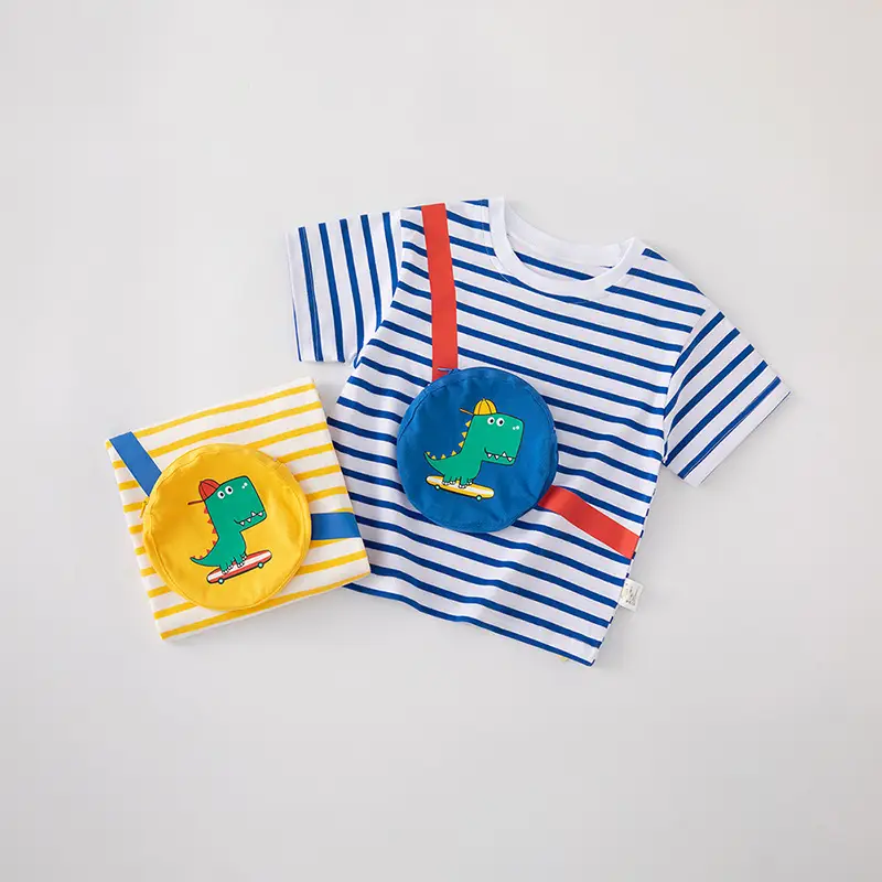 Beutiful Kids T-Shirt Striped Dinosaur Print - Image 5