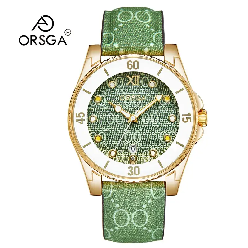 Gold Plated Women's Quartz Watch with Calendar & Brown Strap - Image 7