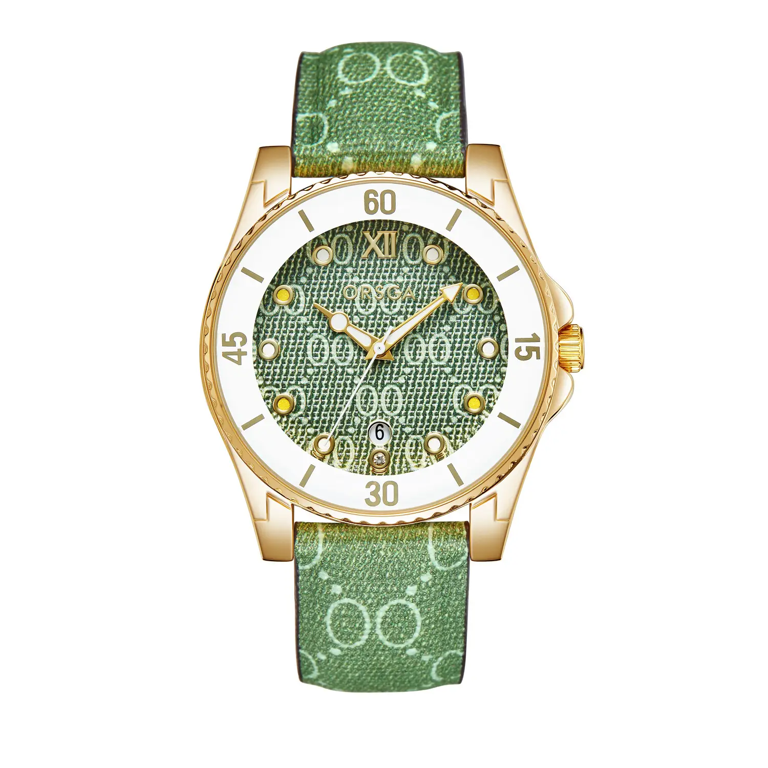 Gold Plated Women's Quartz Watch with Calendar & Brown Strap — feature 10