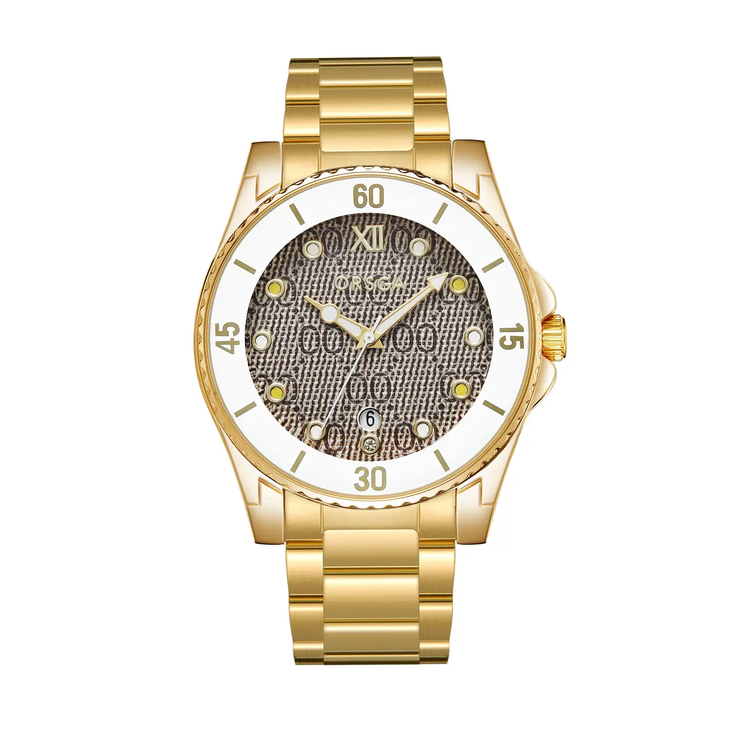 Gold Plated Women's Quartz Watch with Calendar & Brown Strap — feature 13