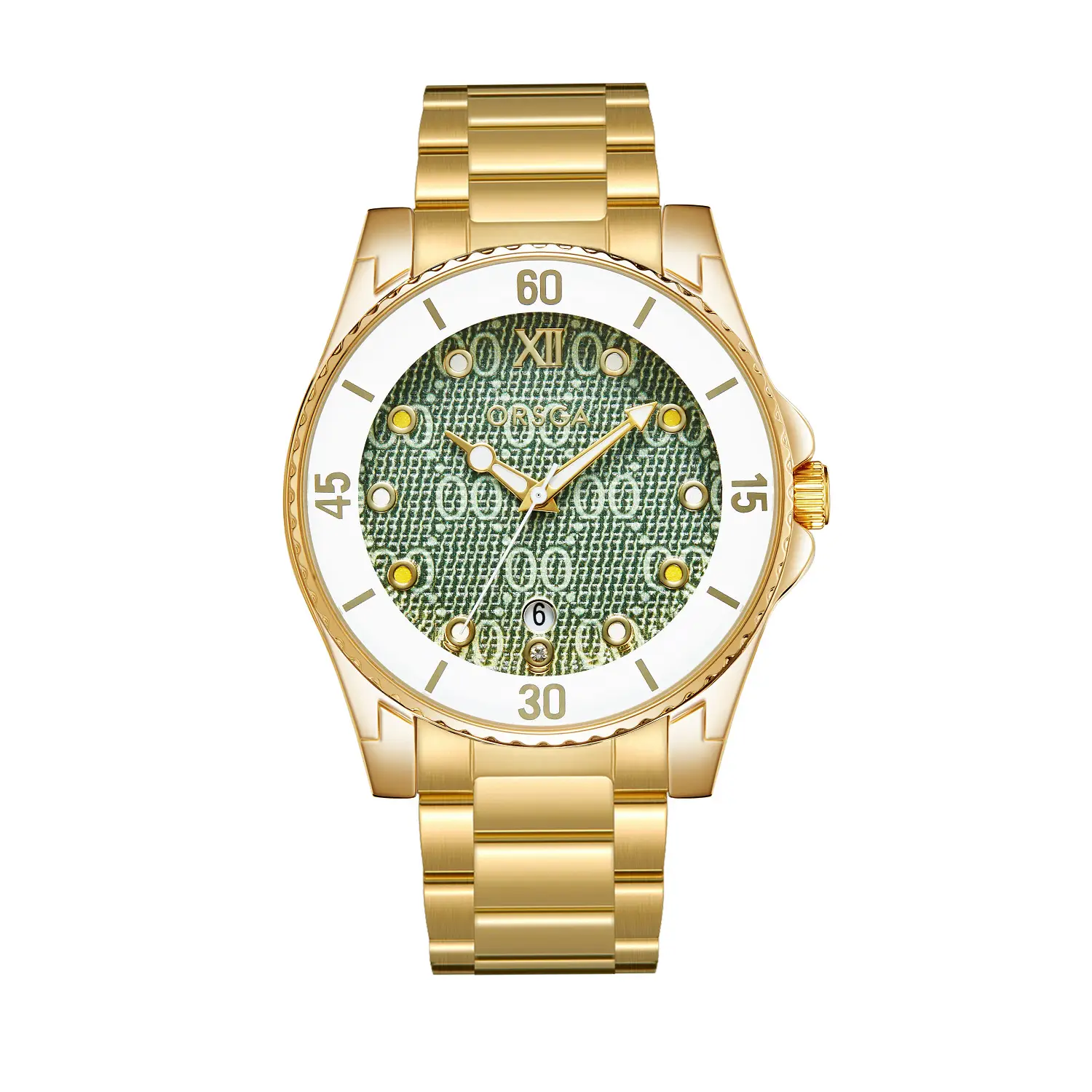 Gold Plated Women's Quartz Watch with Calendar & Brown Strap — feature 14