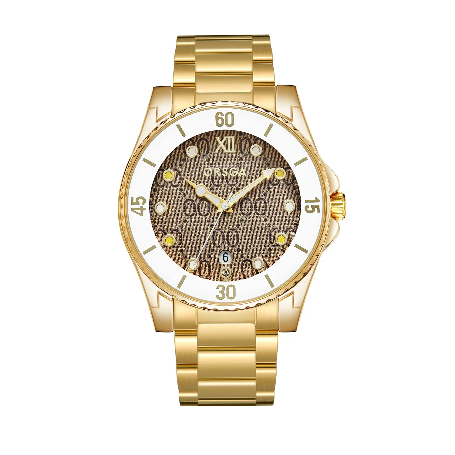 Gold Plated Women's Quartz Watch with Calendar & Brown Strap — feature 15