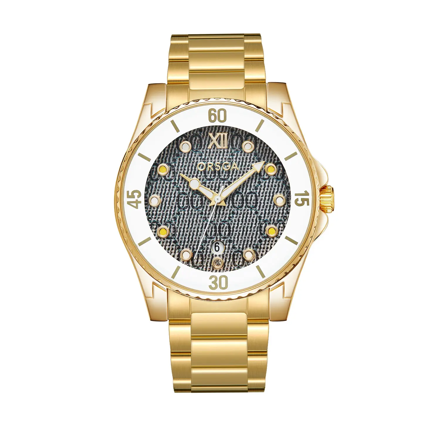 Gold Plated Women's Quartz Watch with Calendar & Brown Strap — feature 16