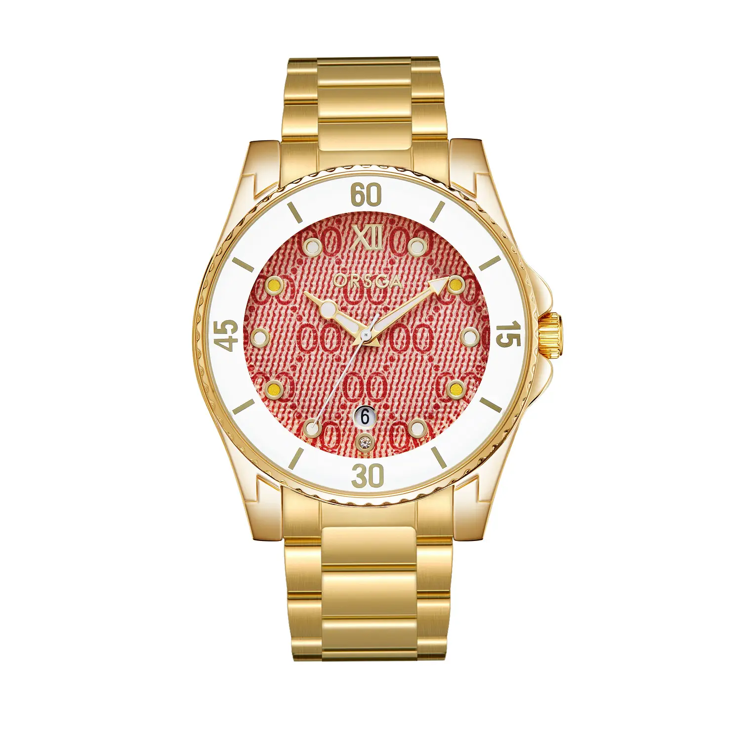 Gold Plated Women's Quartz Watch with Calendar & Brown Strap — feature 17