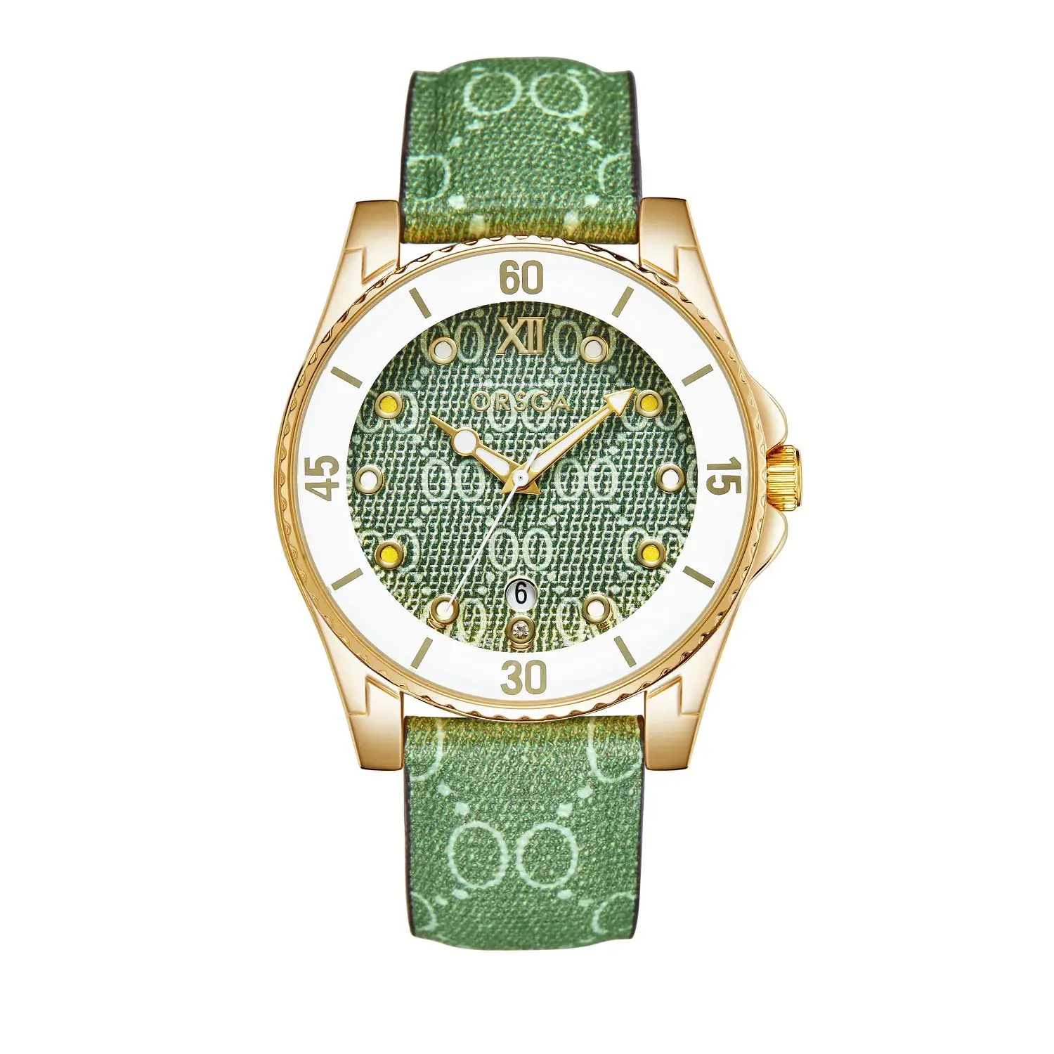 Gold Plated Women's Quartz Watch with Calendar & Brown Strap - Image 5