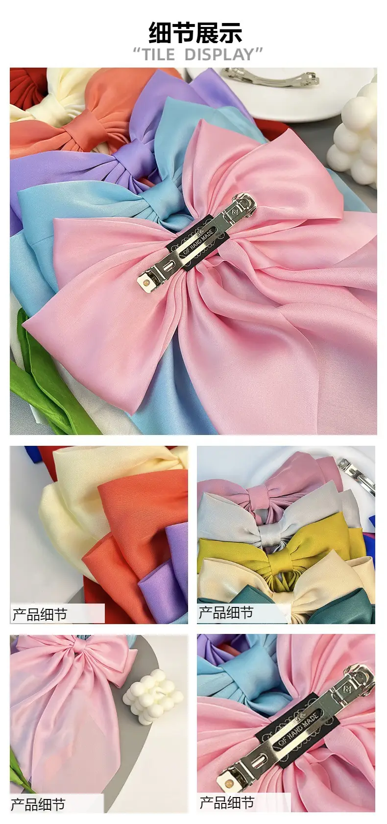Pink Long Bow Hairpin for Women — feature 2