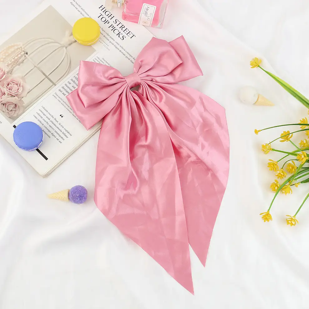 Pink Long Bow Hairpin for Women - Image 2