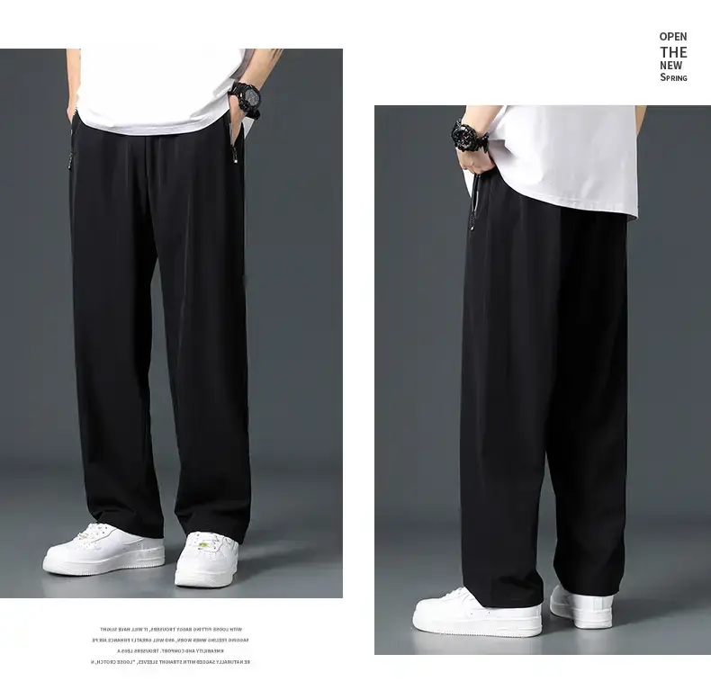 Men Ice Silk Wide Leg Pants Summer Loose Trendy — feature 12