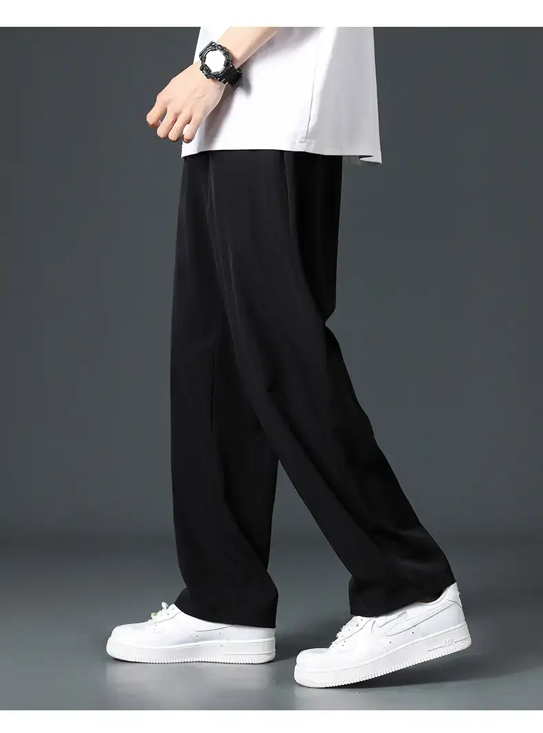 Men Ice Silk Wide Leg Pants Summer Loose Trendy — feature 13