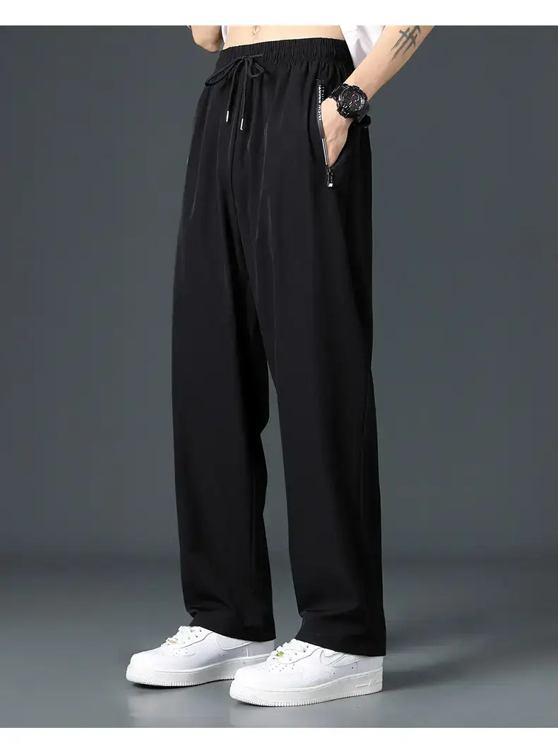 Men Ice Silk Wide Leg Pants Summer Loose Trendy — feature 15