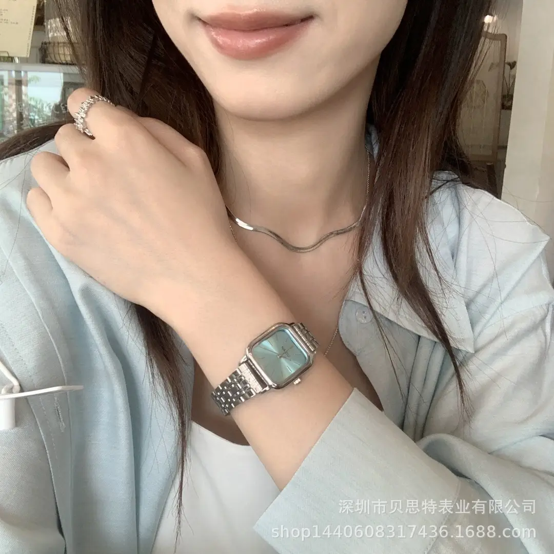 Hot-Selling Cold Style Square Small Dial Watch for Women Ins High-End Simple Elegant Student Steel Band Quartz Watch